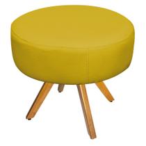 Puff Sofia Base Giratória de Madeira Suede Amarelo - KDAcanto Móveis