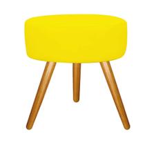 Puff Sofia Redondo Decorativo Pé Palito Sala de Estar Recepção Escritório material sintético Amarelo - Damaffê Móveis