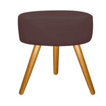 Puff Sofia Redondo Decorativo Pé Palito Sala de Estar Recepção Escritório Suede Marrom - KDAcanto Móveis