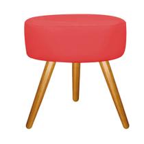Puff Sofia Redondo Decorativo Pé Palito Sala de Estar Recepção Escritório Suede Vermelho - Damaffê Móveis