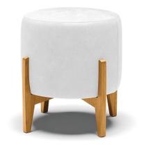 Puff Stella Corano Base Madeira Castanho Branco Puff Stella Corano Base Madeira Castanho Branco