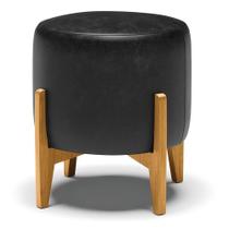 Puff Stella Corano Base Madeira Castanho Preto Puff Stella Corano Base Madeira Castanho Preto