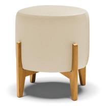 Puff Stella material sintético Base Madeira Castanho - D'rossi Cor Bege