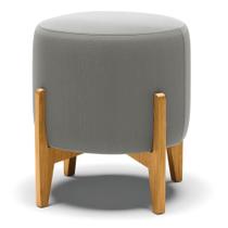 Puff Stella Suede Grafite Base Madeira Castanho - D'rossi Puff Stella Suede Grafite Base Madeira Castanho - D'rossi