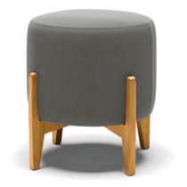 Puff Stella Suede Grafite Base Madeira Castanho D03 - D'Rossi Puff Stella Suede Grafite Base Madeira Castanho D03 - D'Rossi