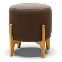 Puff Stella Suede Marrom Base Madeira Castanho - D'rossi Puff Stella Suede Marrom Base Madeira Castanho - D'rossi