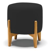 Puff Stella Veludo Base Madeira Castanho Cor Preto