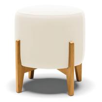 Puff Stella Veludo Bege Base Madeira Castanho - D'rossi