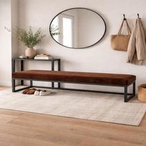 Puff Ted 160 cm Base Preta Veludo Marrom Puff Ted 160 cm Base Preta Veludo Marrom