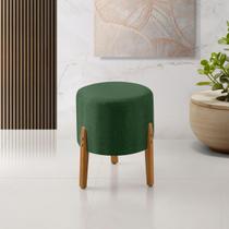 Puff Thor 3 Pés Base em Madeira Maciça - Linho Verde