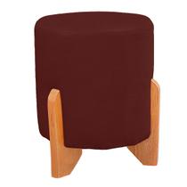 Puff Thor Luxo Madeira Maciça Redondo Suede