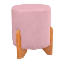 Puff Thor Luxo Madeira Maciça Redondo Suede