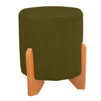 Puff Thor Luxo Madeira Maciça Redondo Suede