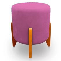 Puff Thor Pés Em Madeira Veludo Rosa - Kimi Design