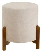 Puff Thor Redondo Luxo Decorativo Charme com Pés de PVC Palito Linho Bege Puff Thor Redondo Luxo Decorativo Charme com Pés de PVC Palito Linho Bege