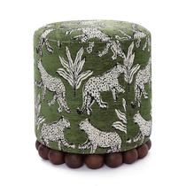 Puff Tov Furniture Dex Verde-oliva com estampa de leopardo 40 x 40 x 46 cm Puff Tov Furniture Dex Verde-oliva com estampa de leopardo 40 x 40 x 46 cm