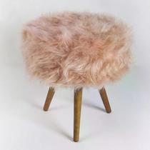 Puff Turim Pés Palito - Pelo Rosê - Salaone
