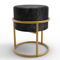 Puff Veludo moderno Preto Base De Ferro