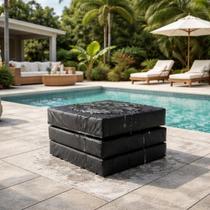 Puff Versátil 3 Em 1 Solteiro Preto Multiuso Colchonete Viagem Corano Lavável