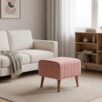 Puff Verso Bouclé Premium Exclusivo De Luxo Assento Extra Para Sala Quarto Pés Palito Design Autoral