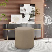 Puff Viena Redondo Em Linho Decorativo Para Sala Quarto