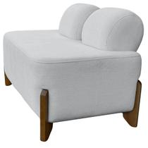 Puff Virginia Retangular para Sala Boucle Off White 2 Lugares