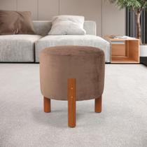 Puff Zeus Moderno de Suede com Estrutura em Madeira Puff Zeus Moderno de Suede com Estrutura em Madeira
