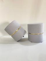 puffs kit 2 decorativo redondo cinza claro com cinta dourada elegante luxo puffs kit 2 decorativo redondo cinza claro com cinta dourada elegante luxo