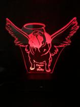 Pug, Cachorro, Anjo, Luminária Led 3d, 16 Cores+controle