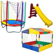 Pula Pula Cama Elástica 1,40m Piscina De Bolinhas 1,50m Escorrega Médio Infantil