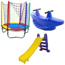 Pula Pula Cama Elástica Trampolim 1,40m Escorregador Médio Gangorra Infantil Pula Pula Cama Elástica Trampolim 1,40m Escorregador Médio Gangorra Infantil