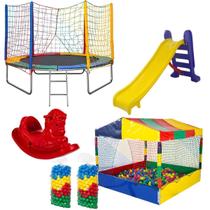 Pula Pula Cama Elática 2,44m Resistente Premium Piscina de Bolinhas 1,50m 1000 B Escorregador Médio 3 degraus Gangorra 1 Lugar