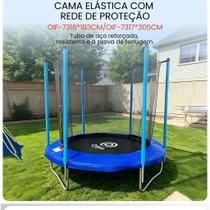Pula Pula com Rede de Proteção Cama Elástica Grande Estrutura Antiferrugem OIF-7317