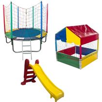 Pula Pula Trampolim 1,83m Piscina de Bolinhas Quadrada 1,00m Escorregador Médio Pula Pula Trampolim 1,83m Piscina de Bolinhas Quadrada 1,00m Escorregador Médio