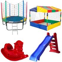 Pula Pula Trampolim 1,83m Piscina de Bolinhas Quadrada 1,50m Escorregador Grande Gangorra Pula Pula Trampolim 1,83m Piscina de Bolinhas Quadrada 1,50m Escorregador Grande Gangorra
