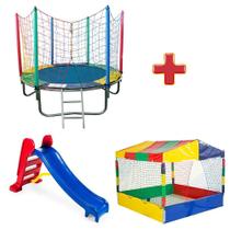 Pula Pula Trampolim 1,83m + Piscina de Bolinhas Quadrada 1,50m + Escorregador Médio - Rotoplay Brinquedos