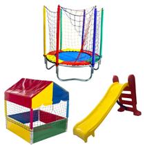 Pula Pula Trampolim Cama Elástica 1,40m Piscina de Bolinhas Quadrada 1,00m Escorregador Médio Premium Infantil Rotoplay Brinquedos