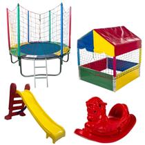 Pula Pula Trampolim Cama Elástica 1,83m Barraquinha Piscina de Bolinhas Quadrada 1,00m Escorregador Médio Gangorra 1 Lugar Pula Pula Trampolim Cama Elástica 1,83m Barraquinha Piscina de Bolinhas Quadrada 1,00m Escorregador Médio Gangorra 1 Lugar