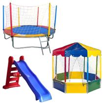 Pula Pula Trampolim Cama Elástica 2,30m Piscina de Bolinhas Oitavada 2,00m Picadeiro Escorregador Grande Nacional Premium Rotoplay Brinquedos