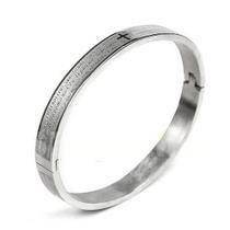 Pulceira Bracelete Unissex Com Oração Pai Nosso em Português Aço Inox 316l Prata