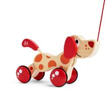 Pull Toy Hape Walk-A-Long Puppy para crianças, vermelho/laranja