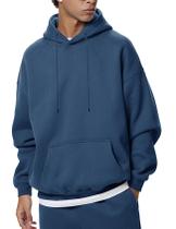 Pulôver de lã Flygo com capuz, moderno e casual para homens, azul-cinza-L