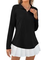 Pulôver de manga comprida com zíper e proteção solar para mulheres