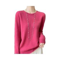 Pulôver Feminino 100% Lã Merino Cashmere Com Gola Redonda E Manga Longa, Moda Outono Inverno Y2K