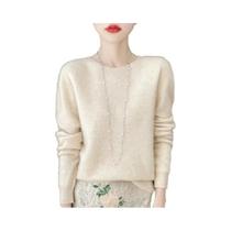 Pulôver Feminino 100% Lã Merino Cashmere Com Gola Redonda E Manga Longa, Moda Outono Inverno Y2K