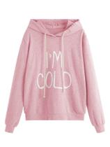 Pulôver feminino de manga comprida SweatyRocks com capuz rosa tamanho M Pulôver feminino de manga comprida SweatyRocks com capuz rosa tamanho M