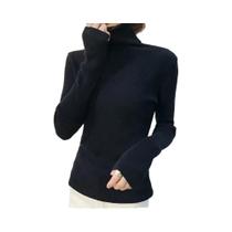 Pulôver Feminino Gola Alta Manga Longa - Ajuste Fino, Básico e Estilo Coreano
