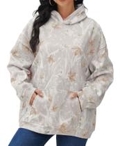 Pulôver feminino TERIVEEK de lã camuflada com capuz Maple Leaf Pulôver feminino TERIVEEK de lã camuflada com capuz Maple Leaf
