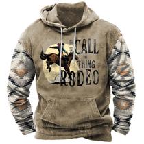 Pulôver masculino com capuz ZOCAVIA com estampa de cavalo asteca com capuz