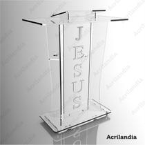 Púlpito de Acrílico 8mm ideal para Igrejas Com Gravação Jesus - Acrihouse Acrilico